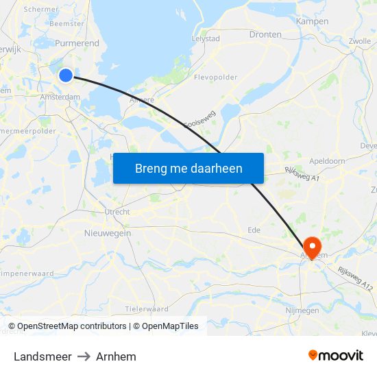 Landsmeer to Arnhem map