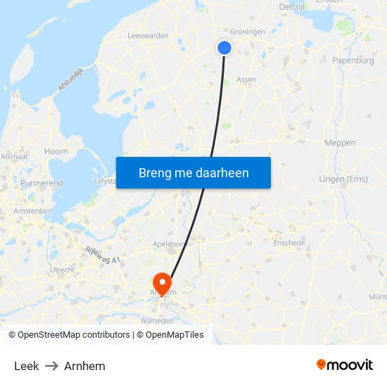 Leek to Arnhem map