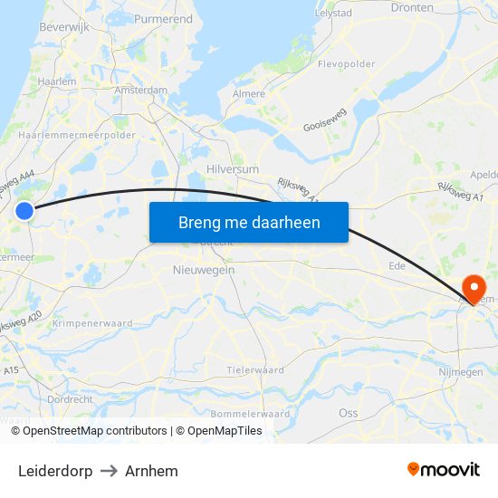 Leiderdorp to Arnhem map
