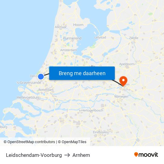 Leidschendam-Voorburg to Arnhem map