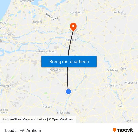 Leudal to Arnhem map