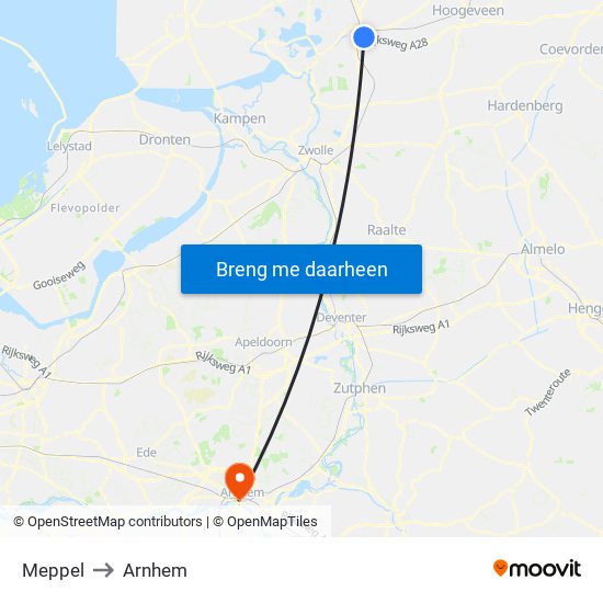 Meppel to Arnhem map