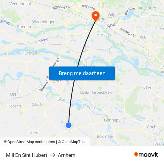 Mill En Sint Hubert to Arnhem map