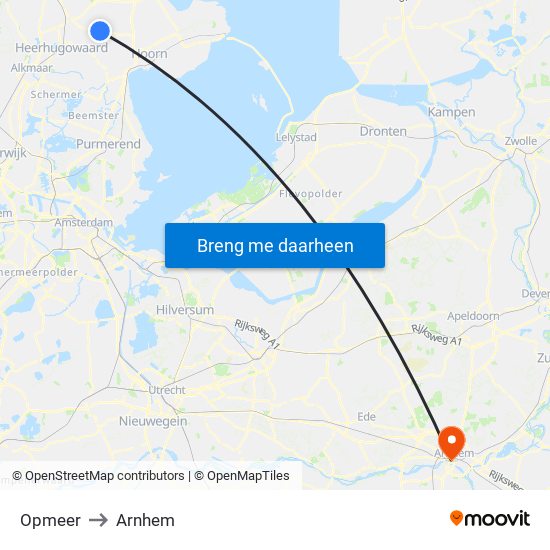 Opmeer to Arnhem map