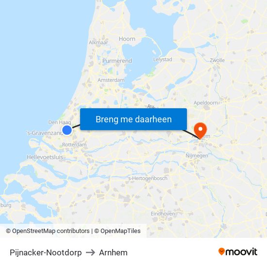 Pijnacker-Nootdorp to Arnhem map