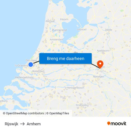 Rijswijk to Arnhem map