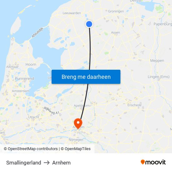 Smallingerland to Arnhem map