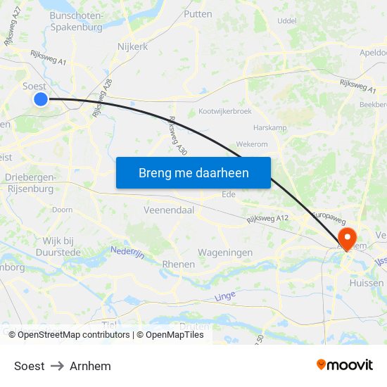 Soest to Arnhem map