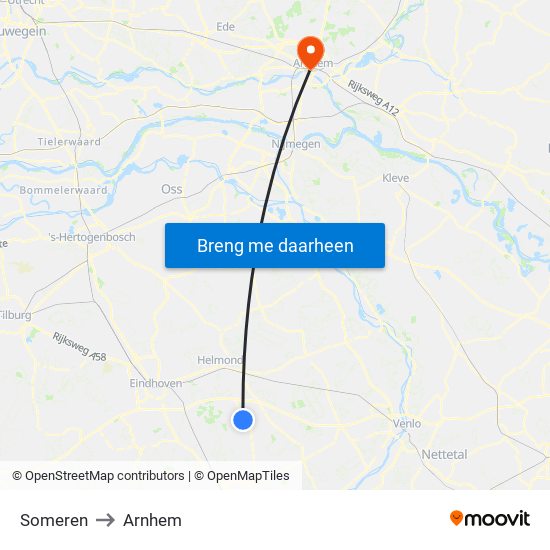 Someren to Arnhem map