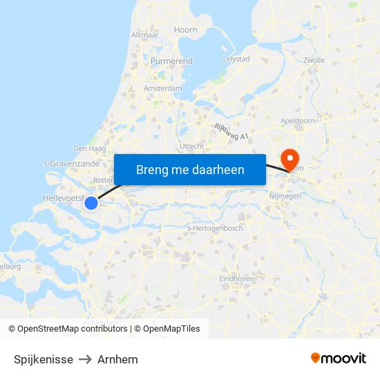 Spijkenisse to Arnhem map
