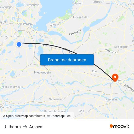 Uithoorn to Arnhem map