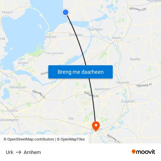 Urk to Arnhem map