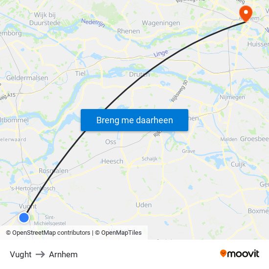 Vught to Arnhem map