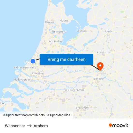 Wassenaar to Arnhem map
