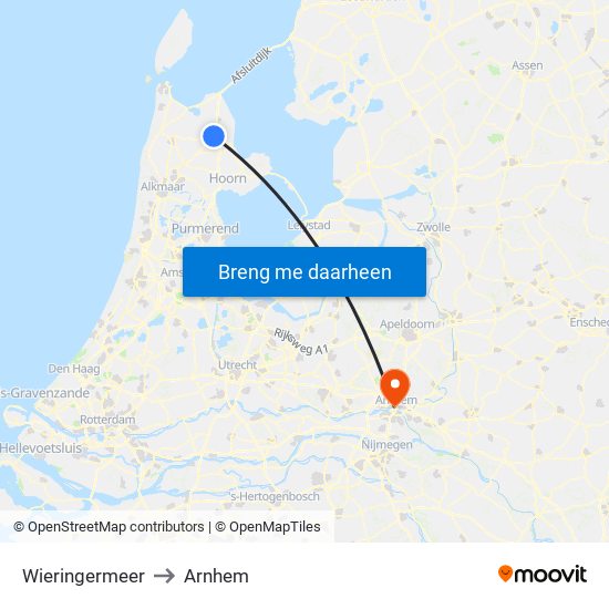 Wieringermeer to Arnhem map
