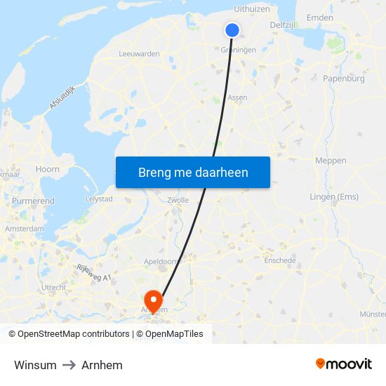 Winsum to Arnhem map