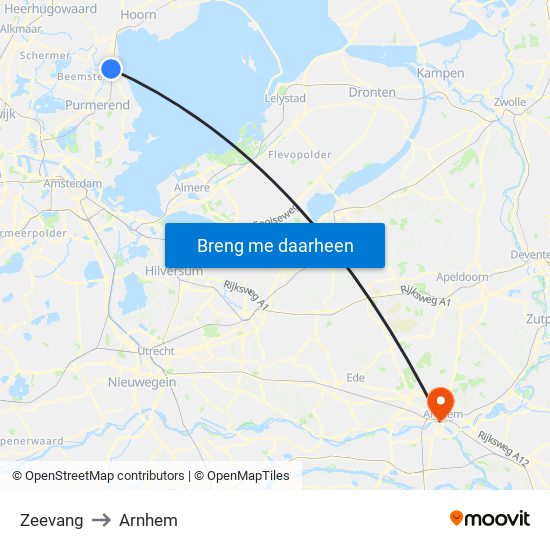 Zeevang to Arnhem map