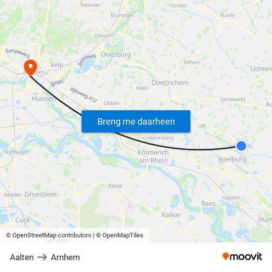 Aalten to Arnhem map