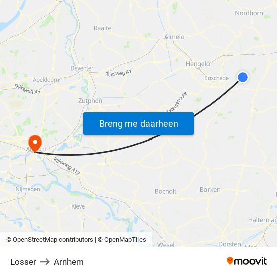 Losser to Arnhem map