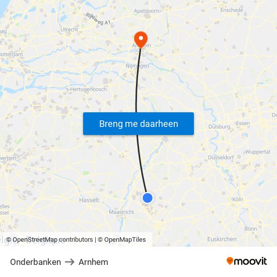 Onderbanken to Arnhem map