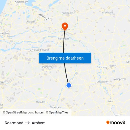 Roermond to Arnhem map