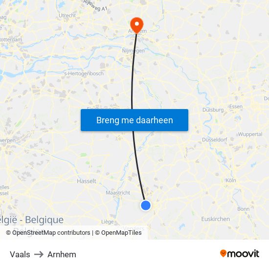 Vaals to Arnhem map