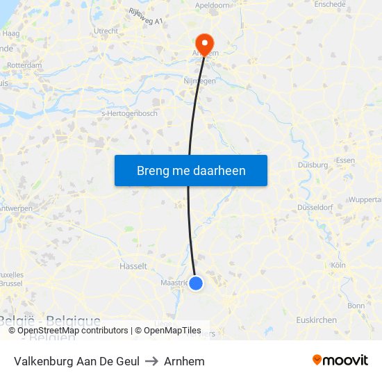 Valkenburg Aan De Geul to Arnhem map