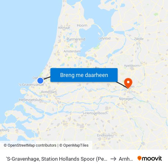 'S-Gravenhage, Station Hollands Spoor (Perron A) to Arnhem map