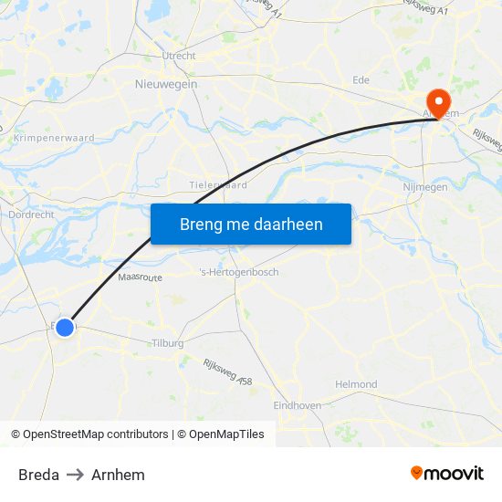 Breda to Arnhem map