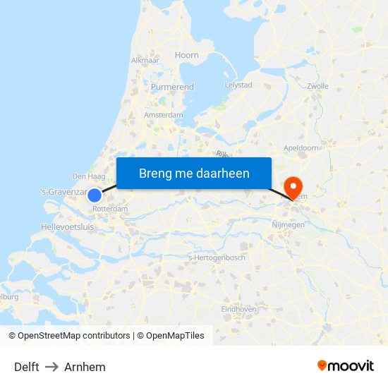 Delft to Arnhem map