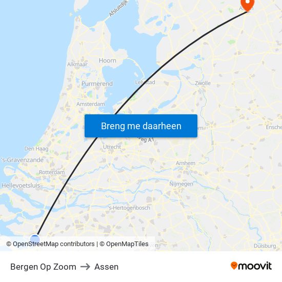 Bergen Op Zoom to Assen map