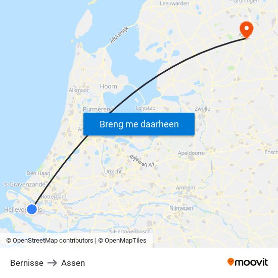 Bernisse to Assen map