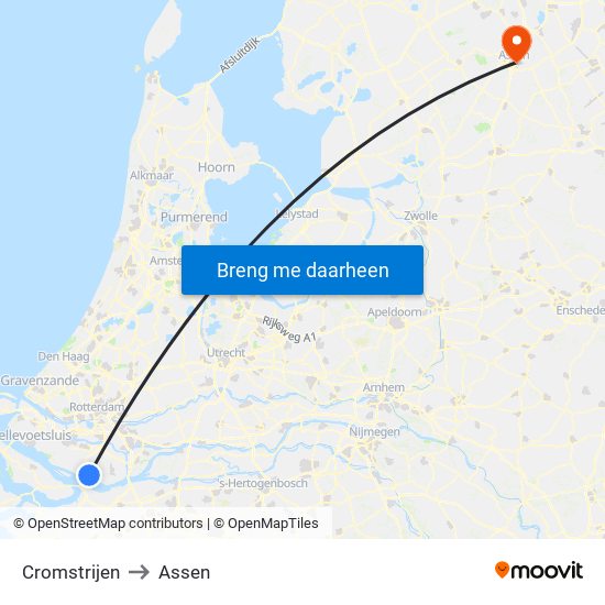 Cromstrijen to Assen map