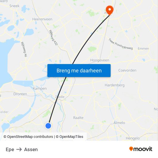 Epe to Assen map