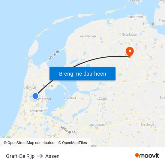 Graft-De Rijp to Assen map