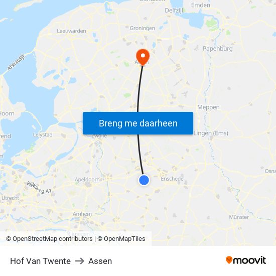 Hof Van Twente to Assen map