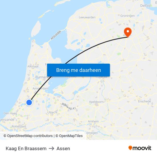 Kaag En Braassem to Assen map