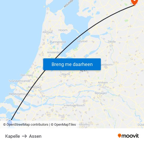 Kapelle to Assen map