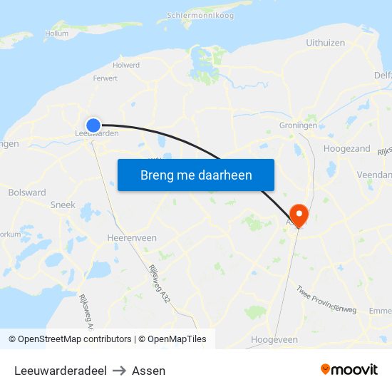 Leeuwarderadeel to Assen map