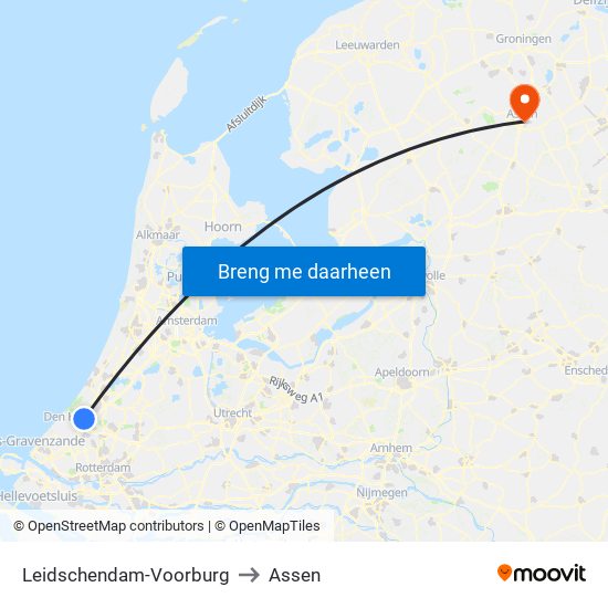 Leidschendam-Voorburg to Assen map