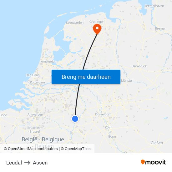 Leudal to Assen map