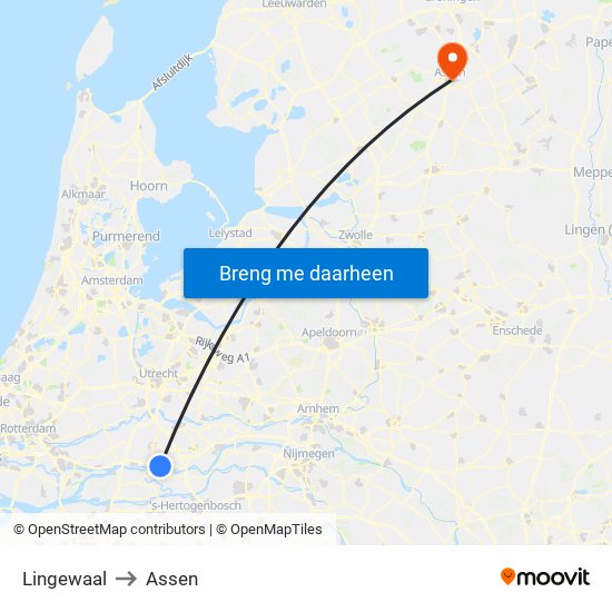 Lingewaal to Assen map