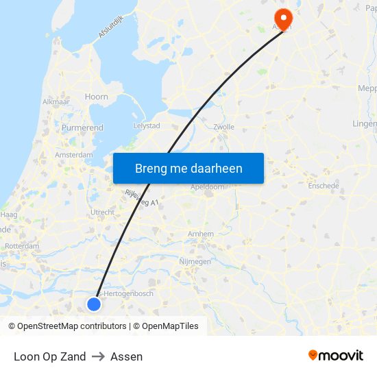 Loon Op Zand to Assen map