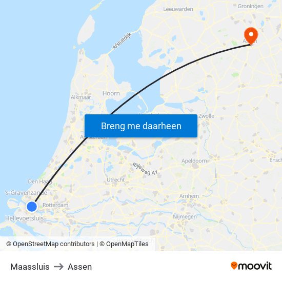 Maassluis to Assen map