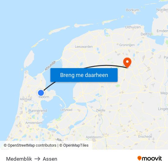 Medemblik to Assen map