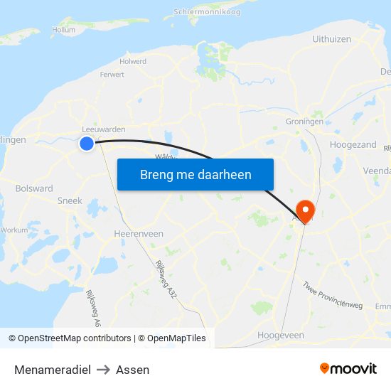 Menameradiel to Assen map
