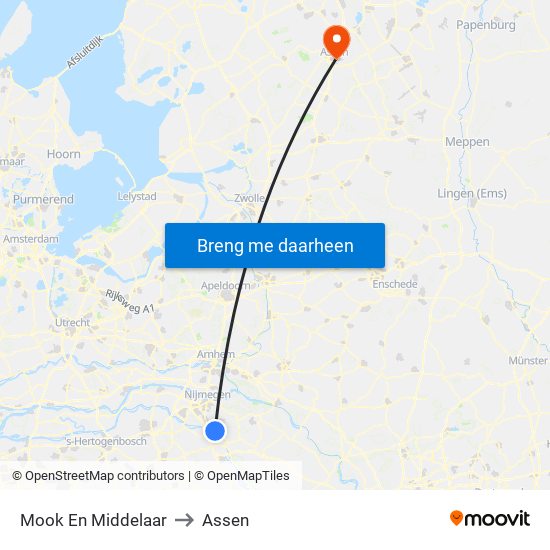 Mook En Middelaar to Assen map