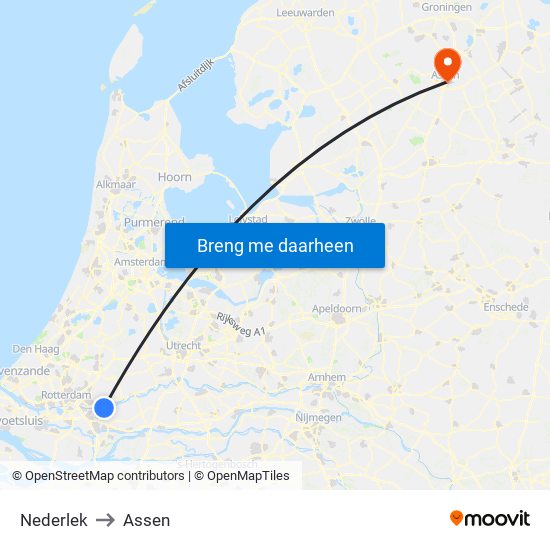 Nederlek to Assen map