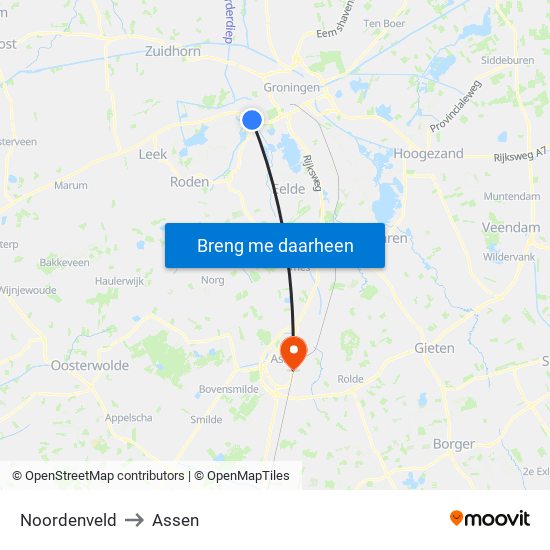 Noordenveld to Assen map