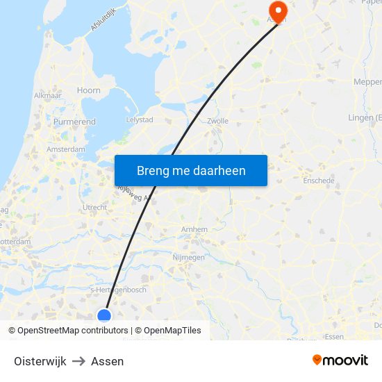 Oisterwijk to Assen map